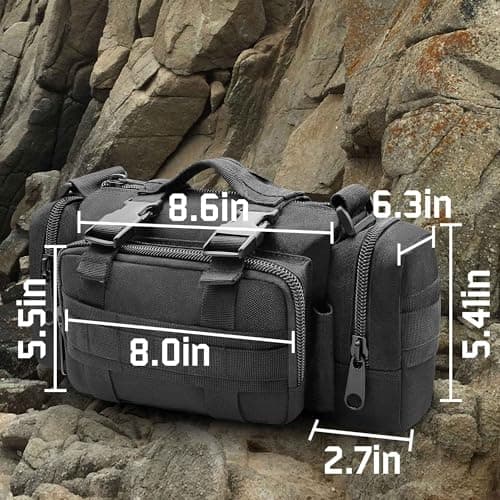 Tactical Duffel Bags for Men, 3P Military Molle Waist Fanny Packs EDC Utility Pouch Crossbody with Shoulder Strap Hand Carry — view 6