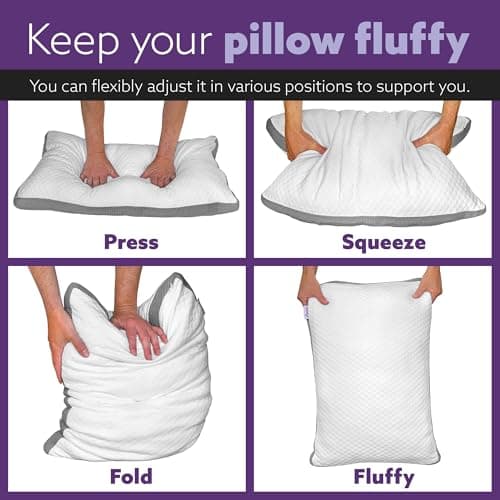 Aamira Adjustable Memory Foam Pillows 2 Pack, Bamboo Covers, Diamond — view 5