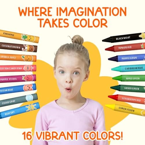 TinyGeeks 16 Colors Jumbo Crayons - Non-Toxic & Washable Crayons for Toddlers Ages 1-3 & Kids Ages 4-8 - Easy-to-Hold - Large - Great for Travel with Toddlers 2-4 Years — view 6