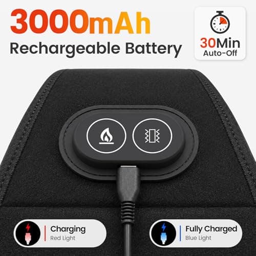 Cordless Electric Wrist Heating Pad with Vibration, 3000mAh Rechargeable Wrist Warmer Massager with 3 Heat Levels 3 Vibration Modes, Adjustable Portable Heated Wrist Wrap Fits Left Right Hand — view 5