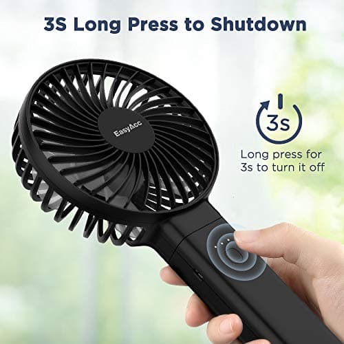 EasyAcc Handheld Fan Rechargeable,5000 Battery Operated Portable Fan [4 Speed 20 Hours Quiet Powerful Fan] Power Indicator/One Touch Power Off Foldable Personal for Travel Office Outdoor - Black — view 4