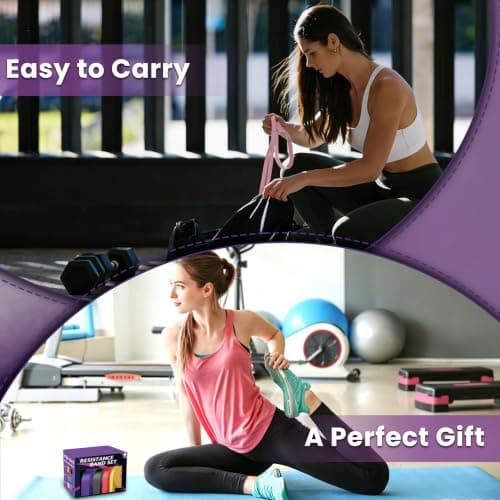 Resistance Bands Set, Exercise Band with Door Anchor for Men & Women,Purple — view 6