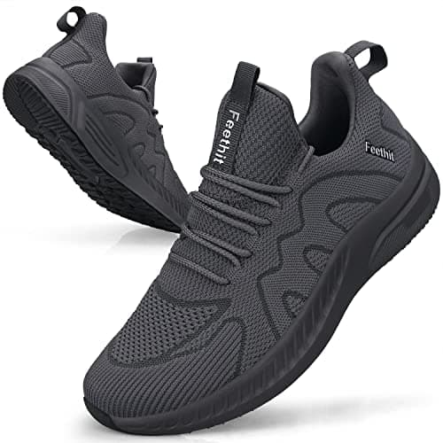 Feethit Trainers Men's Walking Shoes Comfortable Sports Tennis Dark Grey 7