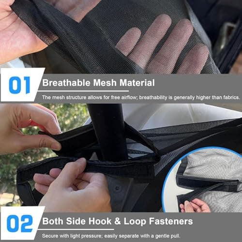 Car Tailgate Mesh Screen - 58x57inch Fly-Proof Magnetic Tent, SUV Sun Protection Net Camping Tent | for Travel Road Trip Picnic Tailgating Overlanding Van RV Protection Shade — view 4