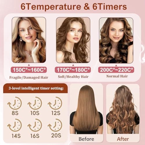 Hair Curler Cordless Automatic Rotating Rechargeable Anti-Scald Rose Gold — view 5