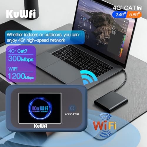 KuWFi 4G+ Portable WiFi Hotspot Unlocked LTE Cat7 Travel Router — view 6