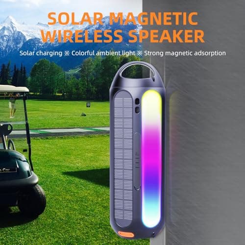 CYBORIS Bluetooth Speaker with RGB Lights, Portable Solar Magnetic Speakers Wireless Bluetooth 5.3, 30W Loud Sound Stereo, Deep Bass,IPX7 Waterproof,30H Playtime, for Outdoors Golf, Travel, Party — view 3