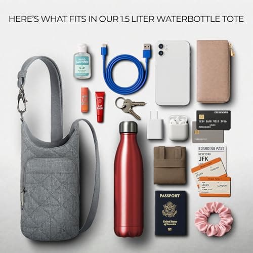 Travelon Anti-Theft Boho Insulated Water Bottle Tote, Gray Heather, One Size, Anti-theft Boho Insulated Water Bottle Tote — view 6