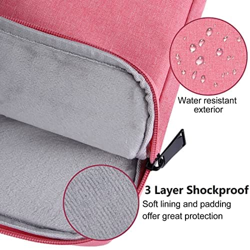 Chelory 17.3 17.5 Inch Laptop Sleeve Compatible for 17.3 17.5" HP Dell Lenovo Asus Acer Notebook Ultrabook Chromebook, Computer Shockproof Protective Cover Bag Carrying Case Handbag with Pocket, Pink — view 4