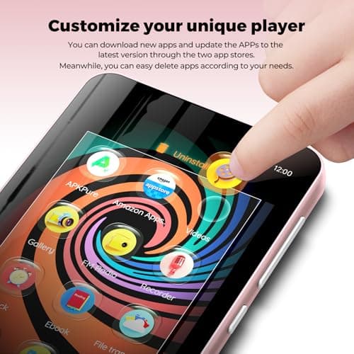 Innioasis 160GB MP3 Player with Bluetooth and WiFi, Android 9.0 Music Player with Spotify,Pandora, 4" Full Touch Screen Kids MP3 MP4 Player with Audible,Libby,Audiobook (Pure Pink) — view 5