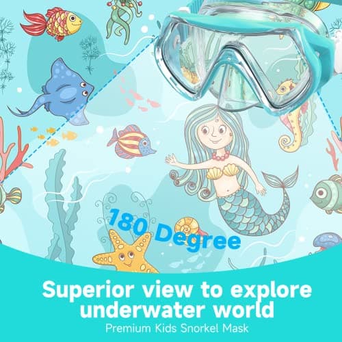 Findway Snorkel Mask for Kids,Swimming Goggles Kids for Boys Girls Youth Children Diving Mask with Nose Cover,No Leak Anti Fog Waterproof 180°Clear View Kids Swim Goggles for Age 5-16 Years — view 5