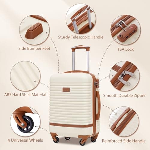COOLIFE Suitcase Set, 3 Piece Luggage Sets with Travel Backpack & Wash Bag — view 6