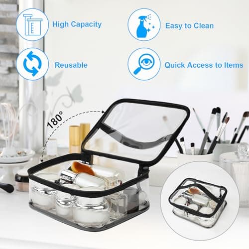 Aucuu 2PCS Toiletry Bag, Clear Makeup Bag, TSA Approved Cosmetic Bag, Portable Waterproof Transparent Cosmetic Bags, Clear Travel Toiletries Bag for Travel Business Bathroom — view 4