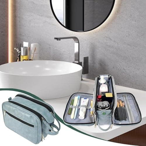 Hygiene Bag for Men Toiletry Bag Organiser – Shaving and Care, Sky Blue — view 2