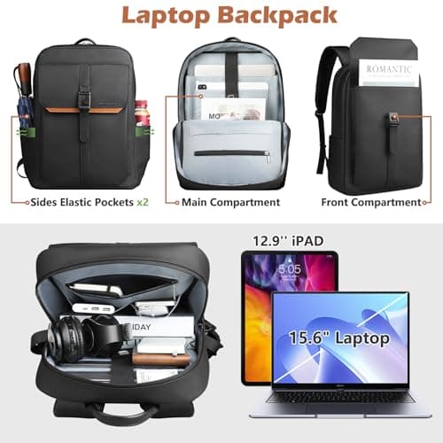 hk Slim Laptop Backpack for Men Women 15.6 Inch Commuter Backpack — view 3