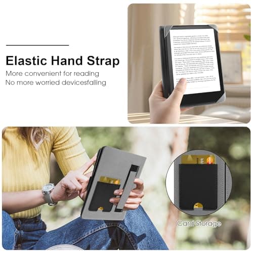 HoYiXi Universal Case for 6.8-7 inch Kindle eReader Compatible with Paperwhite/PocketBook and Tolino/Kobo Clara 2E/Kobo Clara HD,6",6.8" eReader Protective cover Built-in pocket,Black — view 6
