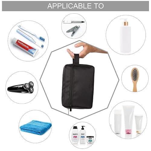 Toiletry Bag for Men Women Travel Wash Bag Water-Resistant Gym Shaving Organiser Bag, Shower Bathroom Makeup Bag with Handle, Black — view 5