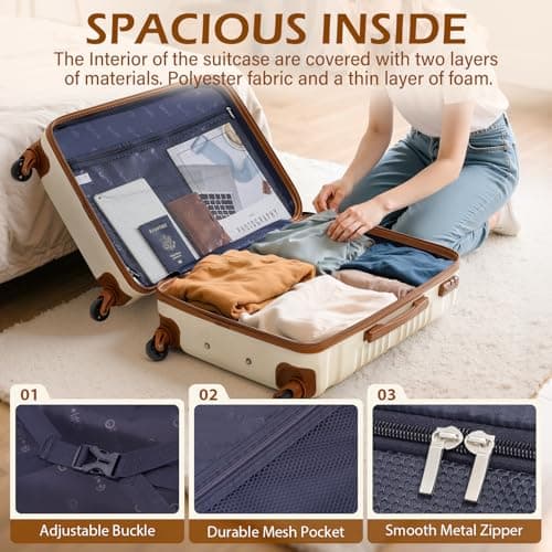COOLIFE Luggage Sets 3 Piece 24 Inch Suitcase Large ABS+PC Hard Shell TSA — view 6