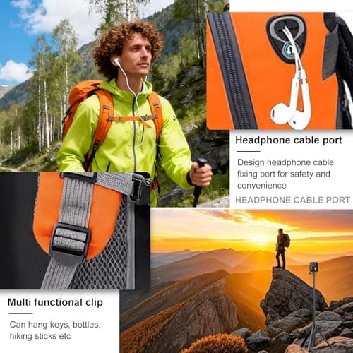 Auirshiky 40L Hiking Backpack Walking Rucksack Water Resistant Hiking Daypack Packable Travel Outdoor Sport Knapsack Durable Water Resistant for Camping Cycling Climbing Walking Mountaineer (Orange) — view 6