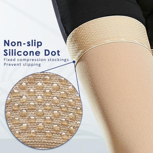 Beister 15-20 mmHg Compression Socks for Women Men, Open Toe Thigh High — view 4