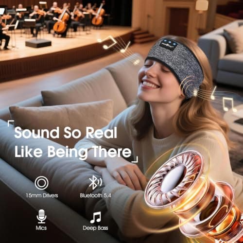 MUSICOZY Sleep Headphones Cooling Headband Headphones for Side Sleeper — view 5