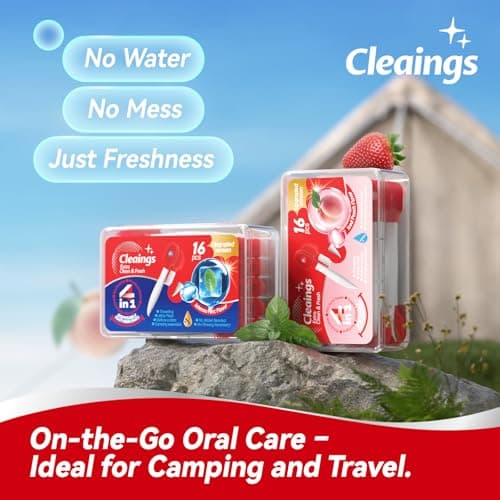 Cleaings Travel Toothbrush 4-in-1 Mini Disposable Toothbrush with Toothpaste 16 Count, Upgraded Design, No Water Needed, Ultra Soft Bristles, Portable with Tongue Cleaner & Toothpick, Mint — view 4