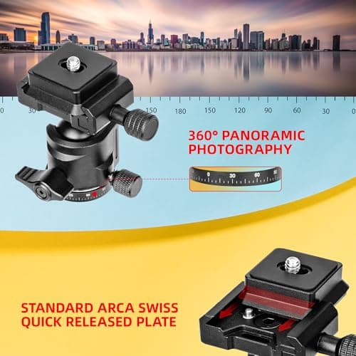 Zeadio Heavy Duty Metal Tripod Kit with Arca Ball Head - Universal Phone Vlogging Kit, Cell Phone Stand & Travel Tripod for iPhone/Android, Camera, Gimbal, Action Cam etc — view 6