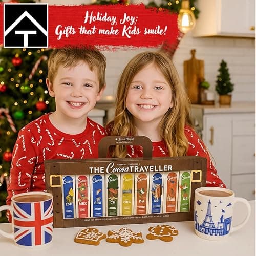 Cocoa Traveler Hot Chocolate Gift Set - 9 Hot Chocolate Drink Flavors from Different Countries in a Luggage Gift Set. Great for Christmas Gift for Kids, Birthday Gifts who Loves Travel — view 5