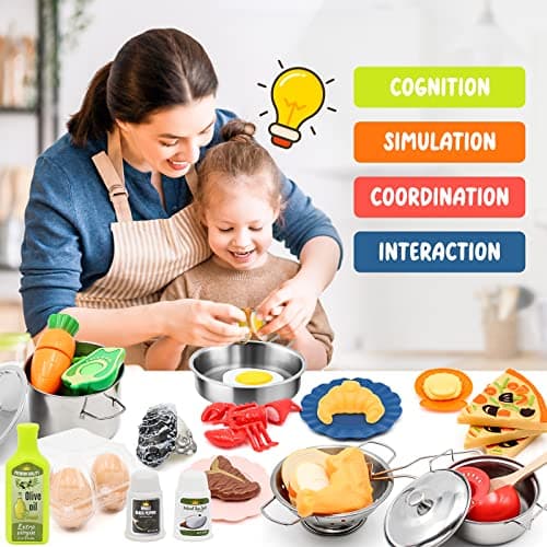Hohosunlar Pretend Play Kitchen Accessories Set, 59Pcs Kids Cooking Set — view 5