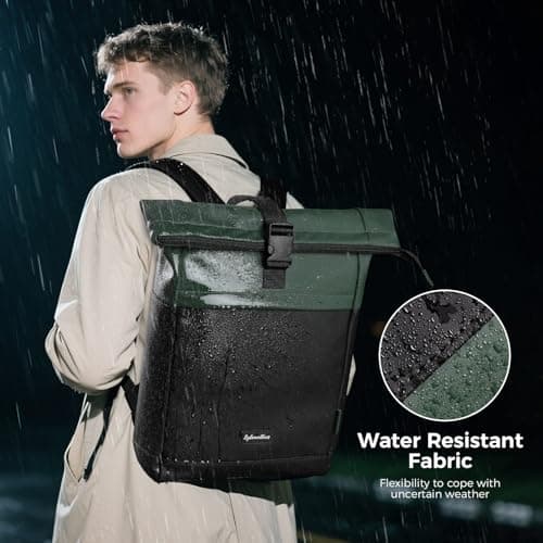 Sylvanthos Waterproof Rolltop Laptop Backpack, Green — view 2