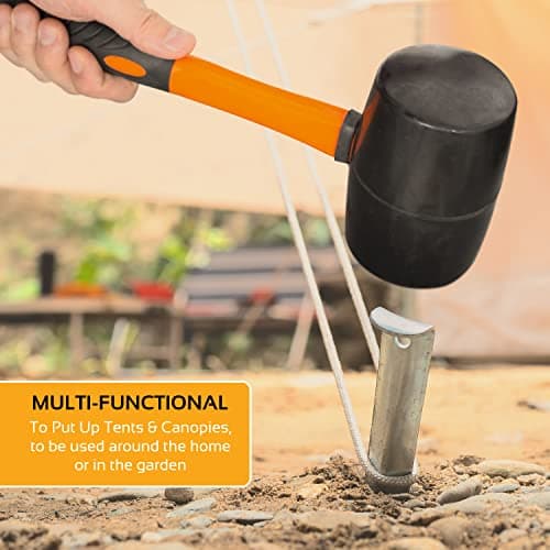 Milestone Camping 16000 32oz Rubber Mallet/Sturdy Fibreglass Handle/Ideal for Putting Up Tents & Canopies — view 3