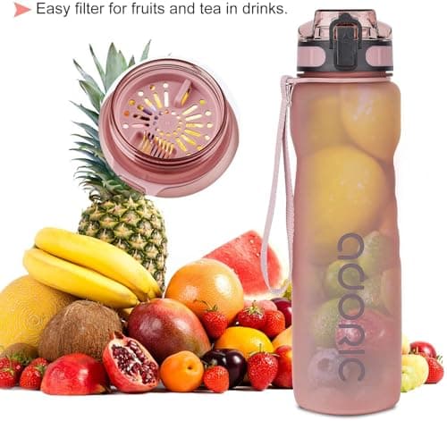 ADORIC Sports Water Bottle 1L, BPA Free Tritan Leak Proof Gym Bottle, Pink — view 6