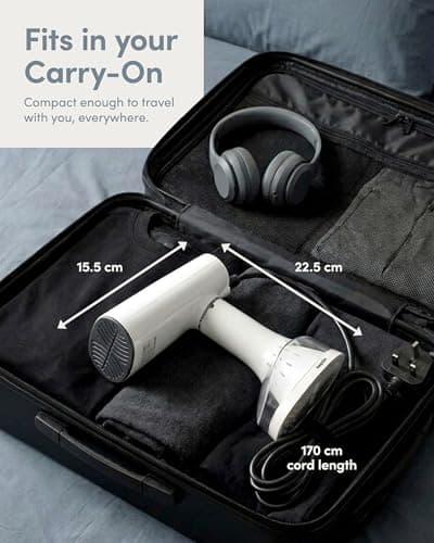 Keplin Handheld Clothes Steamer - Travel Steamer for Clothes, 2 in 1 Portable Garment Steamer with Ceramic Dry Iron Panel, Detachable 380ml Water Tank, 1640W Fast 30s Heat Up, Universal Bottle Adaptor — view 3