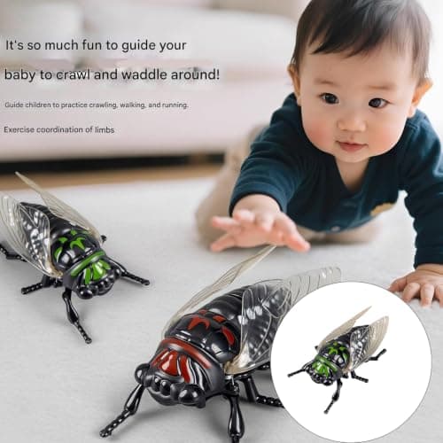 FANGZESHI Realistic Wind Up Cicada Toy, Build, Birthday Gift, Brown — view 2
