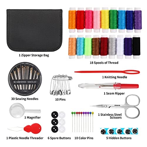 Sewing Kit for Adults,MARQUEEN Needle and Thread Kit with Sewing Supplies and Accessories Contains Scissors,Needles, Measure Tape,Seam Ripper,Suitable for Home, Travel, Beginner, Emergency — view 2