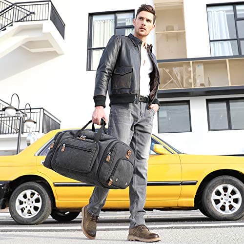 Gonex 60L Expandable Canvas Holdall for Men, Travel Duffle Overnight Bag — view 2