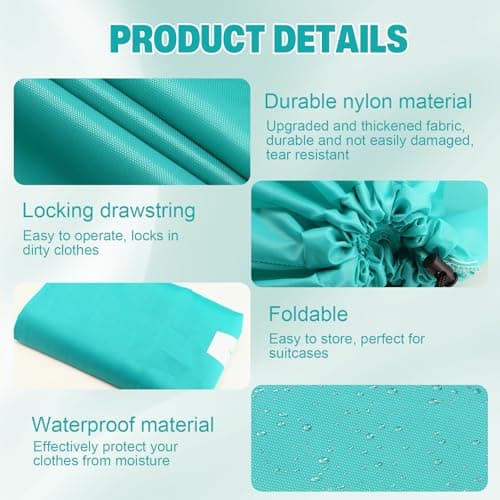 KASURE 4 Pcs Extra Large Laundry Bags, 91 x 61cm Portable Dirty Clothes Bags with Drawstring, Durable Oxford Cloth Fabric, for Travel, Dormitories, RVs, and Bathrooms (Blue, Pink, Black, Gray) — view 3