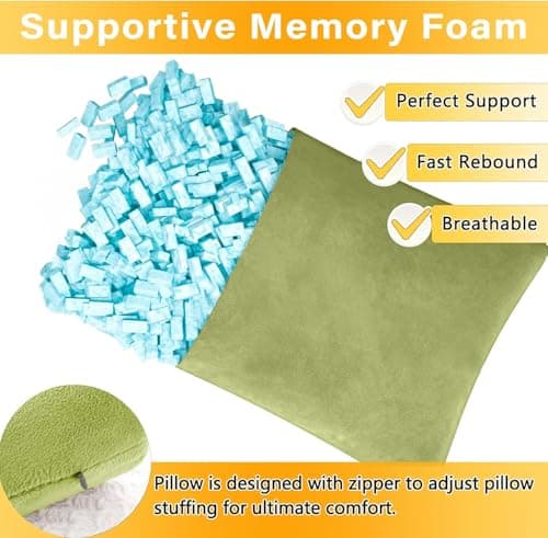 TaiBest 2 Pack Small Pillow, Memory Foam Mini Pillow 11 X 7 Inches for Travel, Sleeping, Nap and Neck, Knee, Lumbar Support, Tiny Pillow Cushion for Pet, Dogs (Green) — view 2