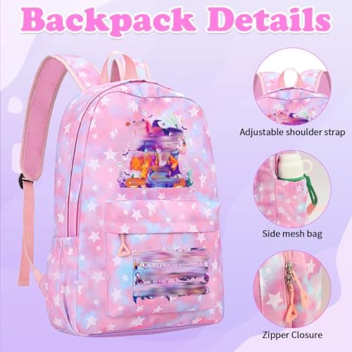 K Pop School Backpack, 3 Piece Set with School Bag Lunch Bag Pencil Case — view 3