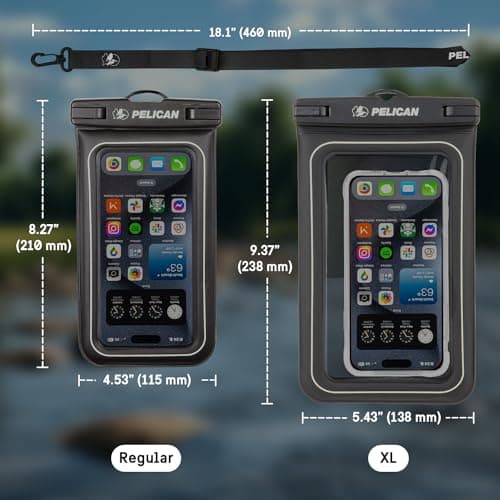 Pelican Marine - IP68 Waterproof Phone Pouch/Case (Regular Size) - Floating Waterproof Phone Case - iPhone 14 Pro Max/ 13 Pro Max/ 12 Pro Max/ 11/ S22 Ultra/Pixel 7 - Detachable Lanyard - Black — view 6