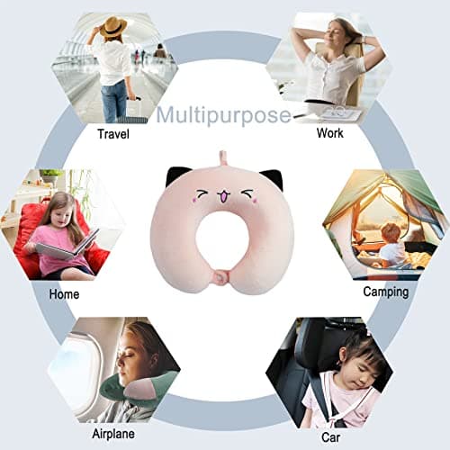 Gentlepaw Travel Pillow - Memory Foam Neck Support Pillow for Adults, Kids, Children, U-Shape Pillow for for Camping, Sleeping (Pink2) — view 3