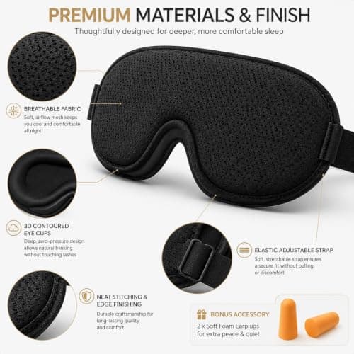 Qabonl Sleep Mask for Men Women 3D Contoured Eye Mask Blackout Blindfold — view 6