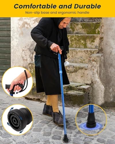 Walking Stick for Women, Adjustable Folding Walking Sticks for 5.2FT-6.1FT Ladies, 5-Section Different Size Collapsible Cane for Elderly — view 4