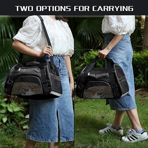 Soft-Sided Foldable Cat/Dog/Pet/Puppy Carrier Bag,Portable Pets Travel Carriers For Cats/Dogs/Pets With Shoulder Strap & Removable Mat,Durable Comfort Cat Basket Airline Approved(Black,Small) — view 5