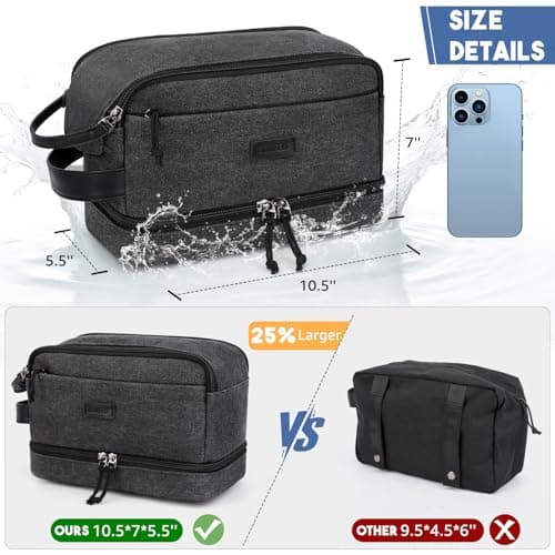 ZOMFELT Travel Toiletry Bag for Men, Canvas Wash Bag with Double Layer — view 5