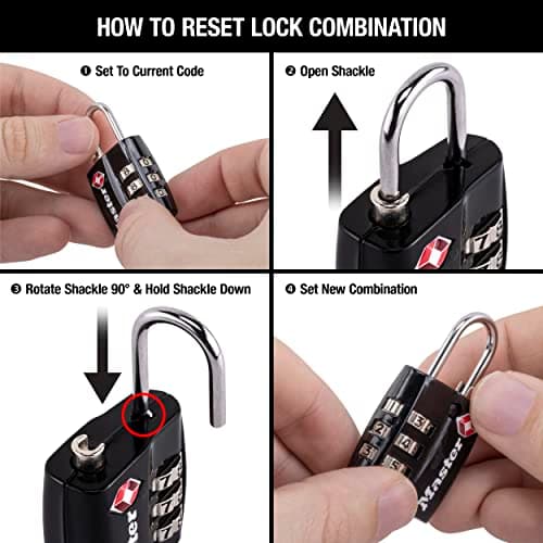 Master Lock 4680DBLK TSA Accepted Luggage Lock, Black, Pack of 1 — view 4