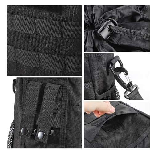 XINCHIA Canvas Belt Pouch Waist Bag Small MOLLE Sling Bag Waterproof Foldable Small Daypack with Drawstring Outdoor Sports Storage Organiser with 4 Pockets for Travel Cycling Hiking — view 6