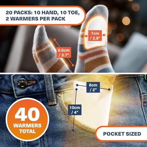 Bramble - Hand & Toe Warmer Variety Pack (20 Pairs, 40 Total) - Pocket Hand & Adhesive Toe Warmers - Air-Activated & Odour-Free - Up to 10 Hours of Heat — view 4