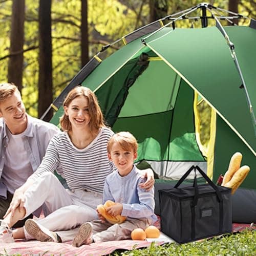 suzmei 40L Insulated Thermal Food Delivery Bag for Hot & Cold Meals, Large Foldable Cooler with Insulation for Picnic, Camping, Lunch & Outdoor Use (Black) — view 4