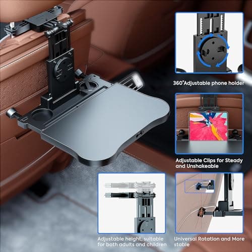 Car Seat Tray Foldable Back Seat Food Table for Kids, Rear Passenger Seat — view 5